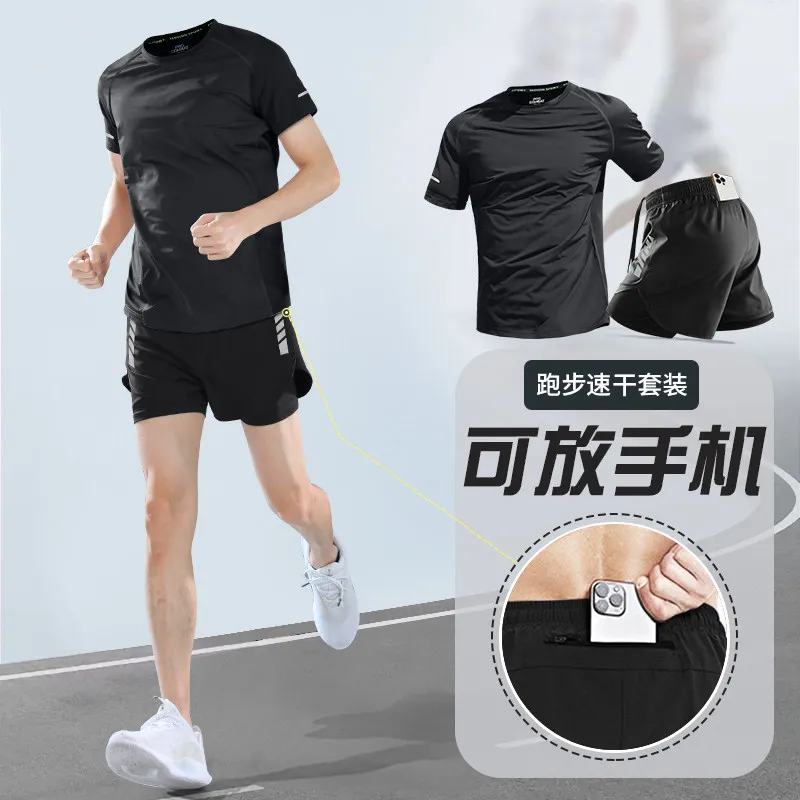 T Shirt Dry Fit - Professionelles Marathon-Laufset für Herren - Sommer