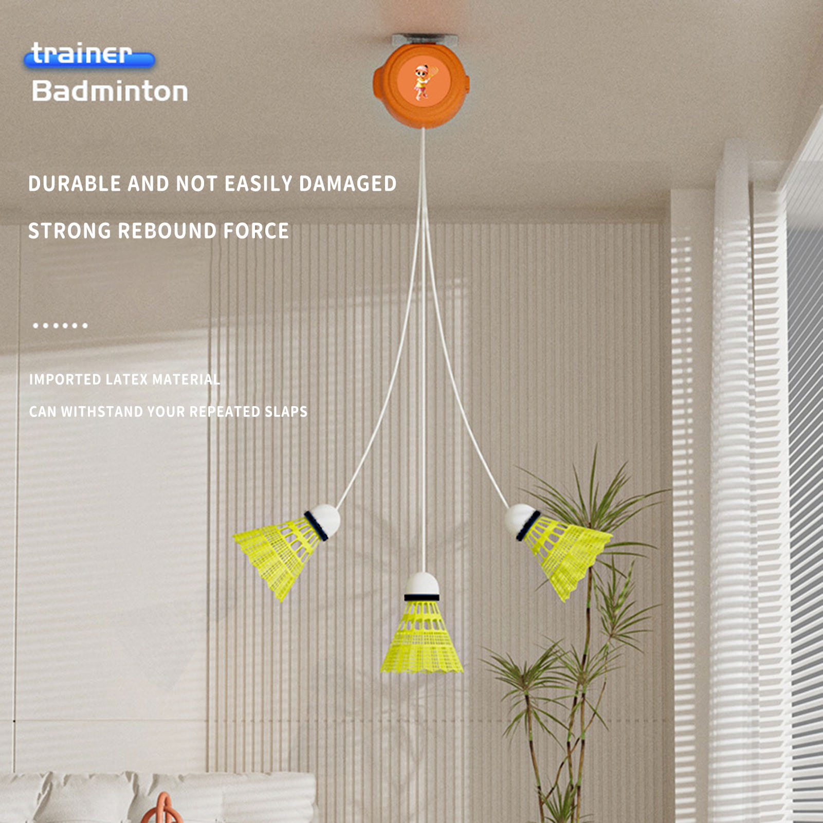 Badminton Rebound Trainer - Automatischer, einziehbarer Badminton-Trainer für Solo-Übungen mit