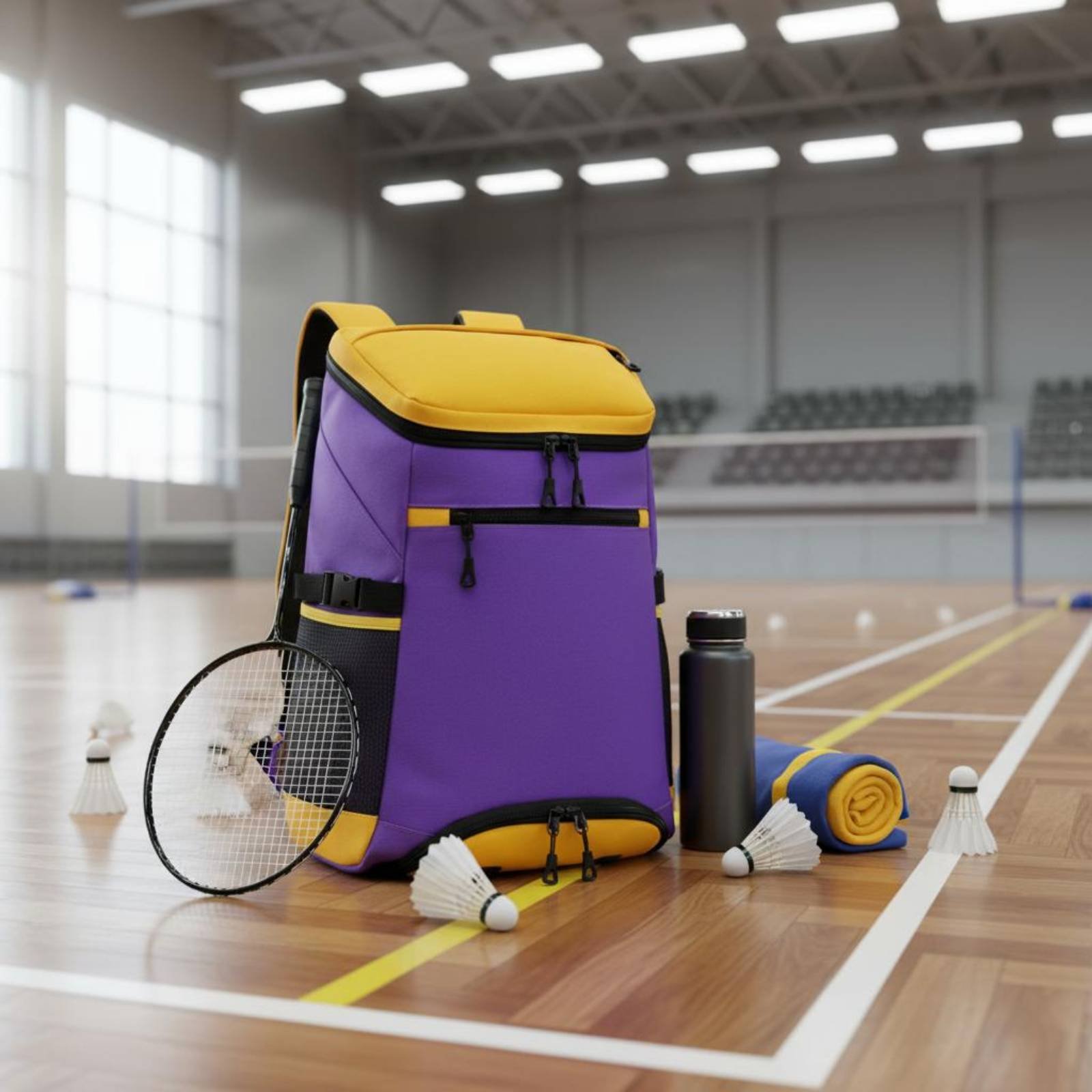 Badminton Badminton - Badminton-Rucksack, großer Schlägerrucksack, doppelte Schultergurte, Reißverschlusstaschen