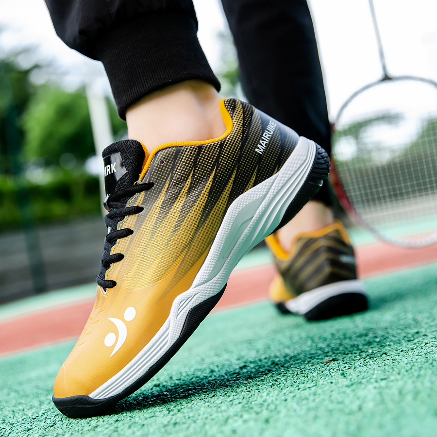Shoe Non Slip Badminton - Herren-Badmintonschuhe, atmungsaktives Mesh-Leder-Obermaterial, Schnür-Sneaker, EVA-Gummi-Anti-Rutsch-Sohle, stoßdämpfend,