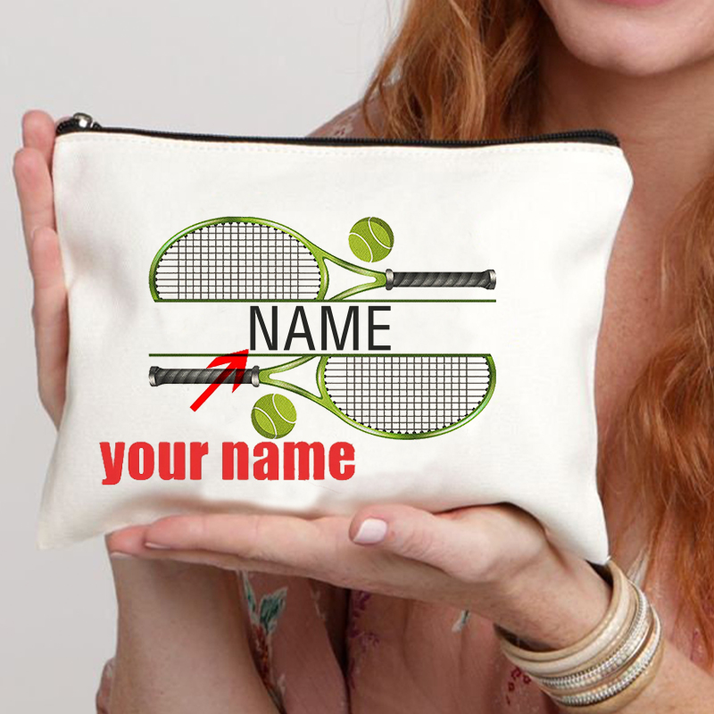 Badminton Anime - Personalisierte Tennis-Make-up-Tasche mit individuellem Namen, Geschenk