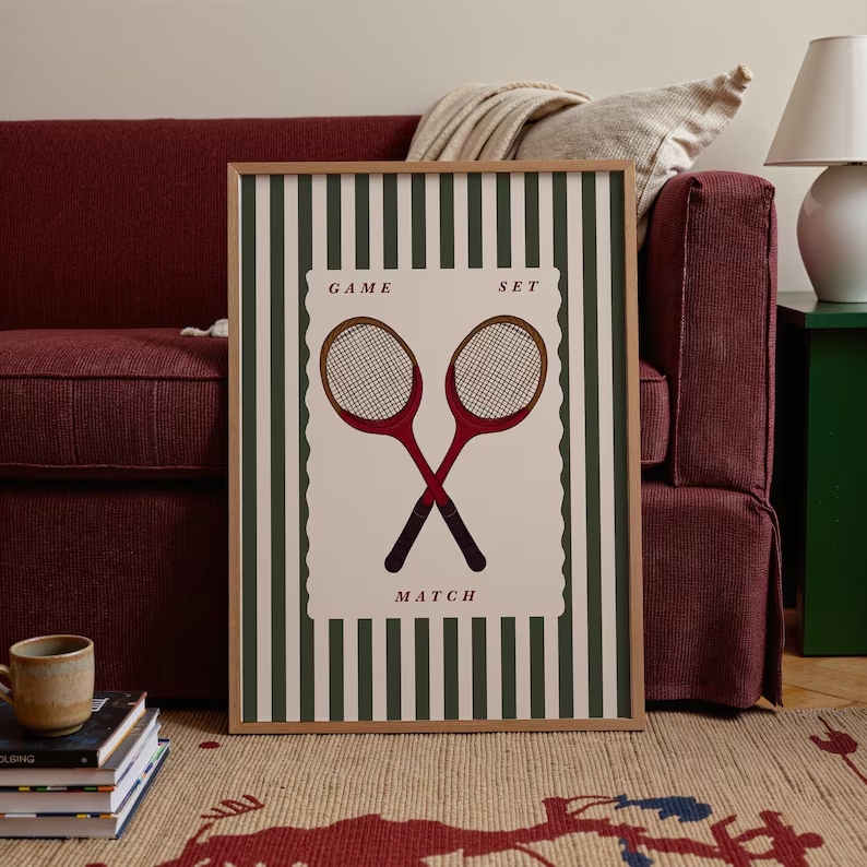 Badminton Quotes - Retro-Tennisschläger-Wandkunstdruck, Leinwandgemälde, Poster, Bild für Wohnzimmer,