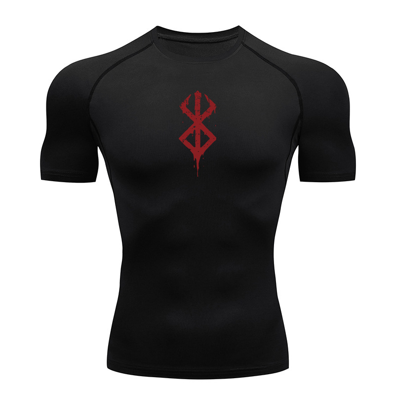 T Shirt Dry Fit - Herren Kompressions-Shirts mit Print, Sommer Kurzarm