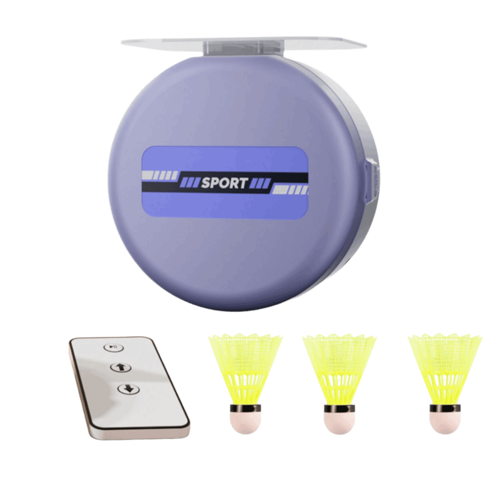 Badminton Rebound Trainer - 8-teiliger Deckenmontierter Badminton-Trainer mit Höhenverstellung, Druckknopf-Badminton-Rückpralltrainer,