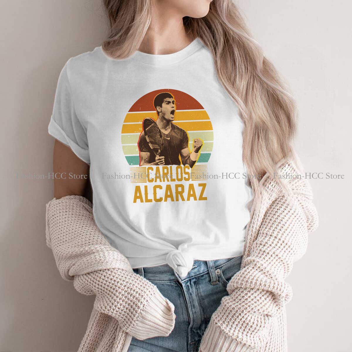 Badminton Anime - Carlos Alcaraz Retro Vintage Rundkragen Polyester