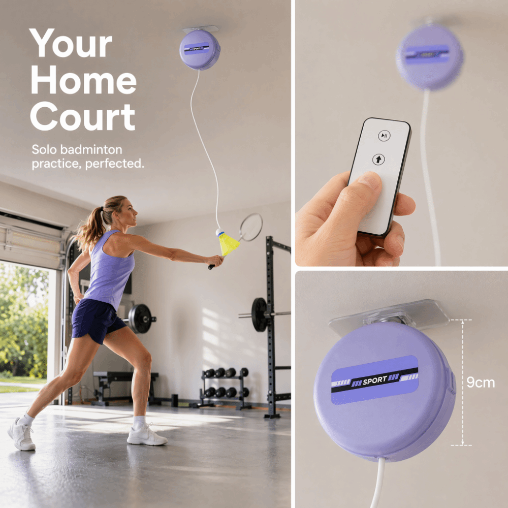 8-teiliger Deckenmontierter Ba – Badminton Rebound Trainer Bewertung und Preis