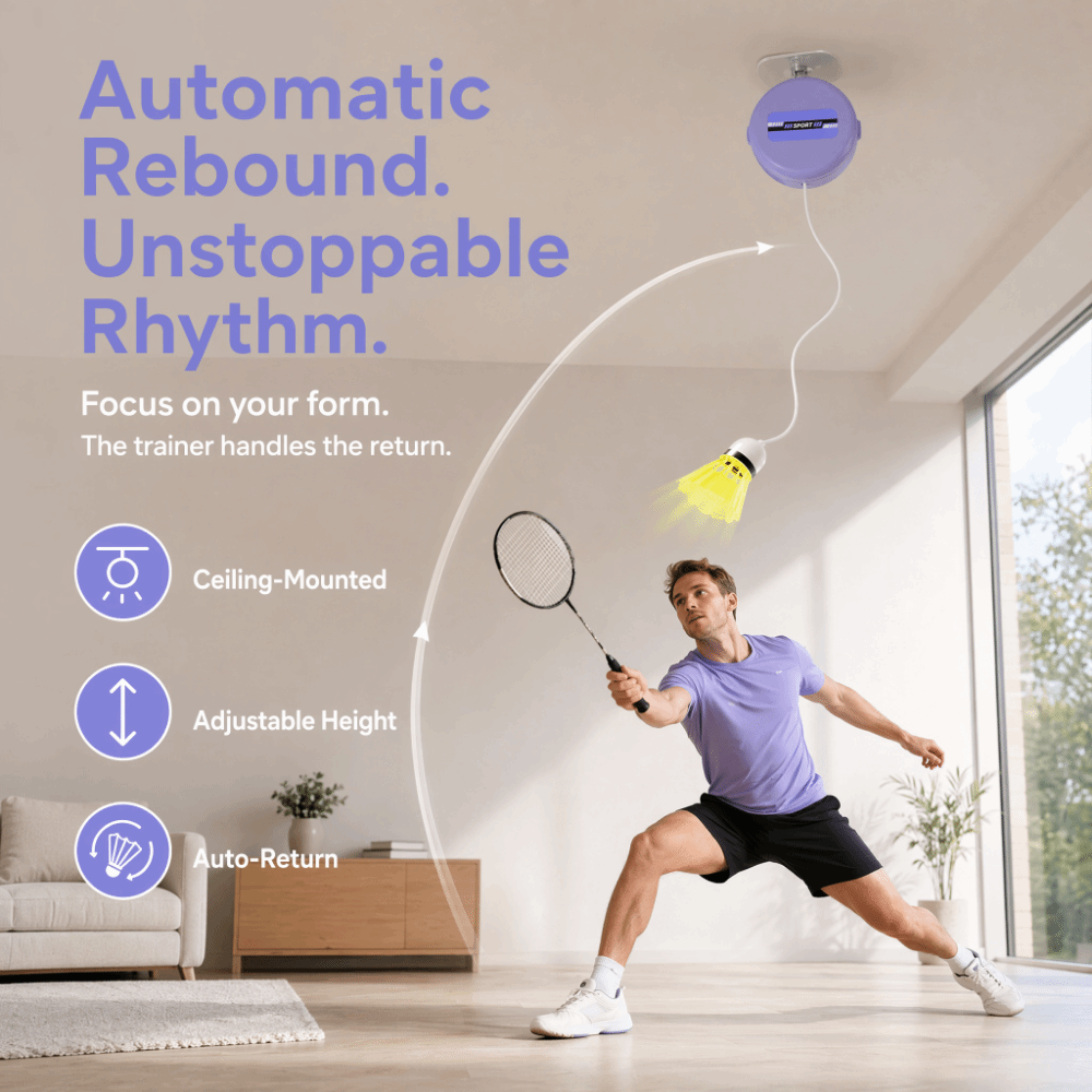 8-teiliger Deckenmontierter Ba – Badminton Rebound Trainer Bewertung und Preis
