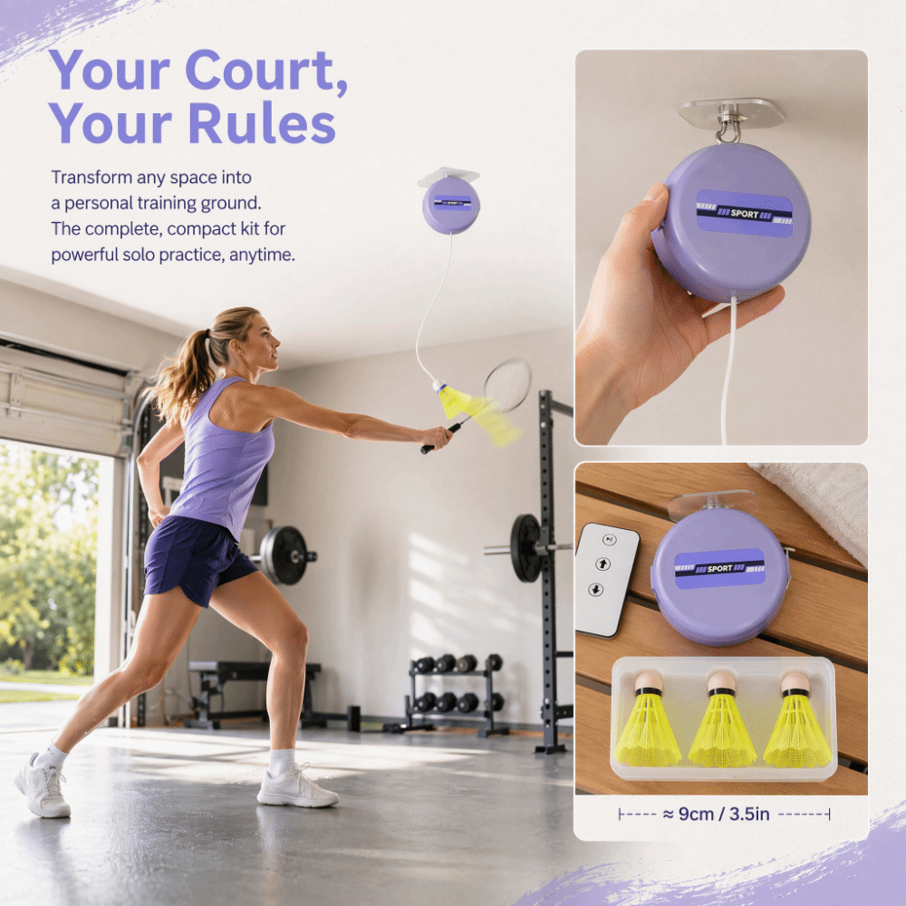 8-teiliger Deckenmontierter Ba – Badminton Rebound Trainer Bewertung und Preis